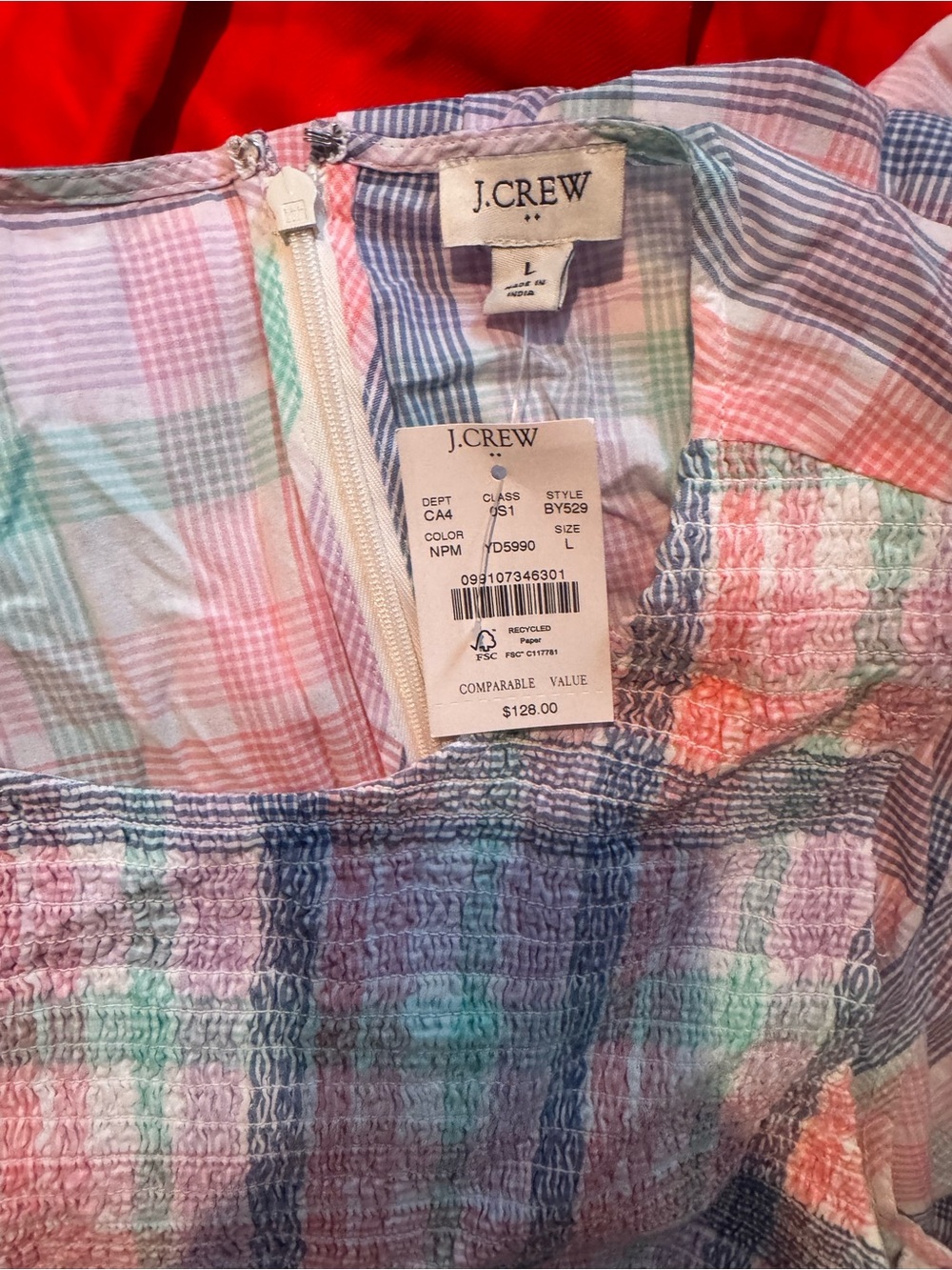 J. Crew Pastel Plaid Sleeveless Midi Dress - Picture 4 of 4